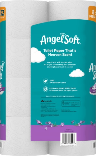 Angel Soft 2-Ply Toilet Paper with Fresh Lavender Scented Tube, 8 Mega Rolls, 320 Sheets per Roll - package details