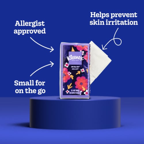 Kleenex On-The-Go 3-Ply Facial Tissues, 8 Travel Packs, 80 Tissues - package details