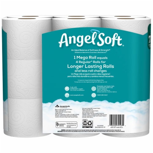 Angel Soft 2-Ply Toilet Paper, 18 Mega Rolls, 480 Sheets per Roll - package details