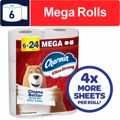 Charmin Ultra Strong 2-Ply Toilet Paper, 6 Mega Rolls, 220 Sheets per Roll - front package
