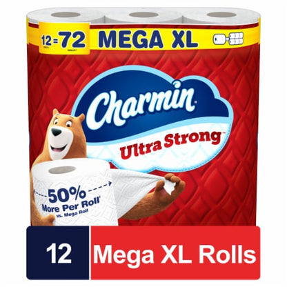 Charmin Ultra Strong 2-Ply Toilet Paper, 12 Mega XL Rolls, 330 Sheets per Roll - front package