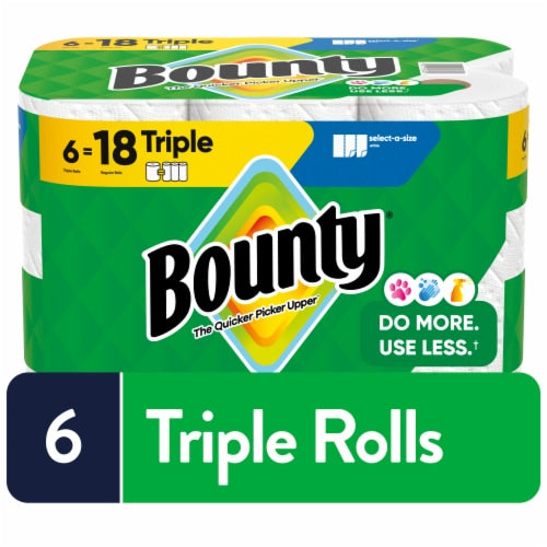 Bounty Select-A-Size 2-Ply Paper Towels, 6 Triple Rolls, 123 Sheets per Roll - front package