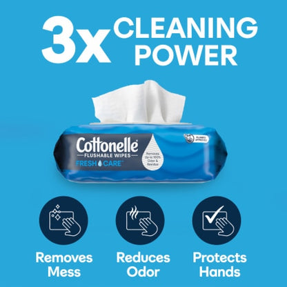 Cottonelle Fresh Care Flushable Wet Wipes, 2 Flip-Top Packs, 42 Wipes per Pack - package details