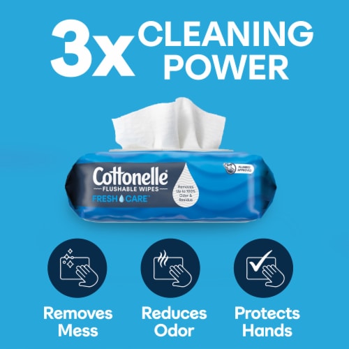 Cottonelle Fresh Care Flushable Wet Wipes, 2 Flip-Top Packs, 42 Wipes per Pack - package details