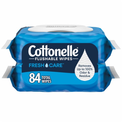 Cottonelle Fresh Care Flushable Wet Wipes, 2 Flip-Top Packs, 42 Wipes per Pack - front package