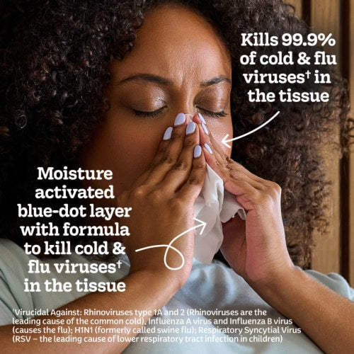 Kleenex Anti-Viral 3-Ply Facial Tissues, 4 Cube Boxes, 55 Tissues per Box - package details