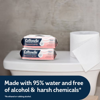 Cottonelle Fragrance Free Flushable Wet Wipes, 4 Flip-Top Packs, 42 Wipes per Pack - package details