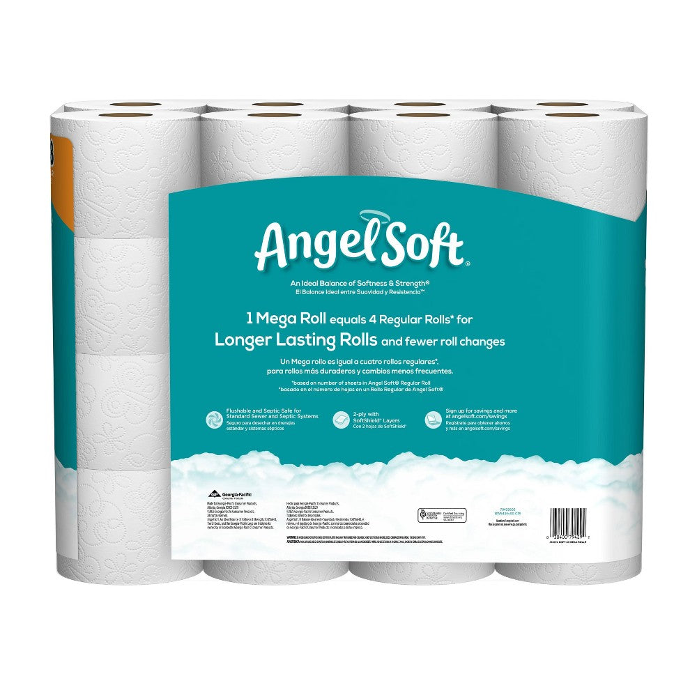 Angel Soft 2-Ply Toilet Paper, 32 Mega Rolls, 320 Sheets per Roll - package details