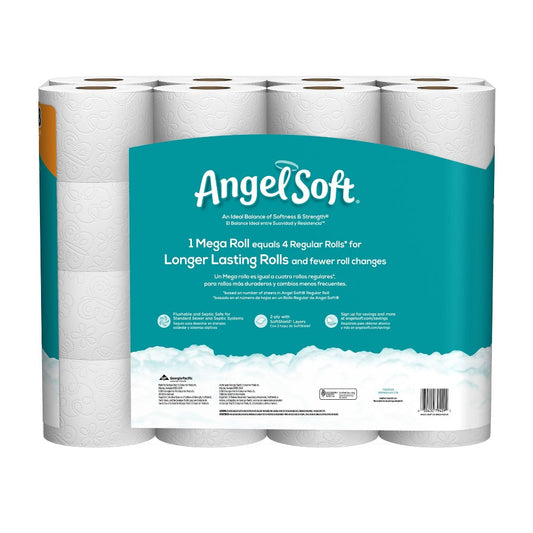 Angel Soft 2-Ply Toilet Paper, 32 Mega Rolls, 320 Sheets per Roll - package details